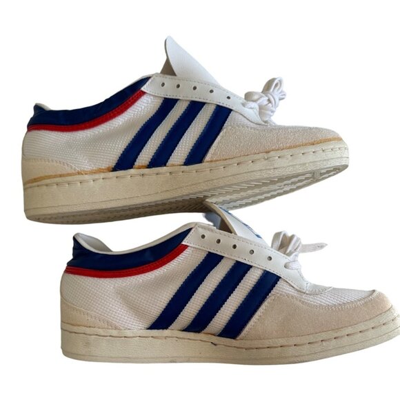 Adidas Vintage 80s Mens Sneakers Size 9 White/Red/Blue Leather & Canvas - Picture 13 of 15